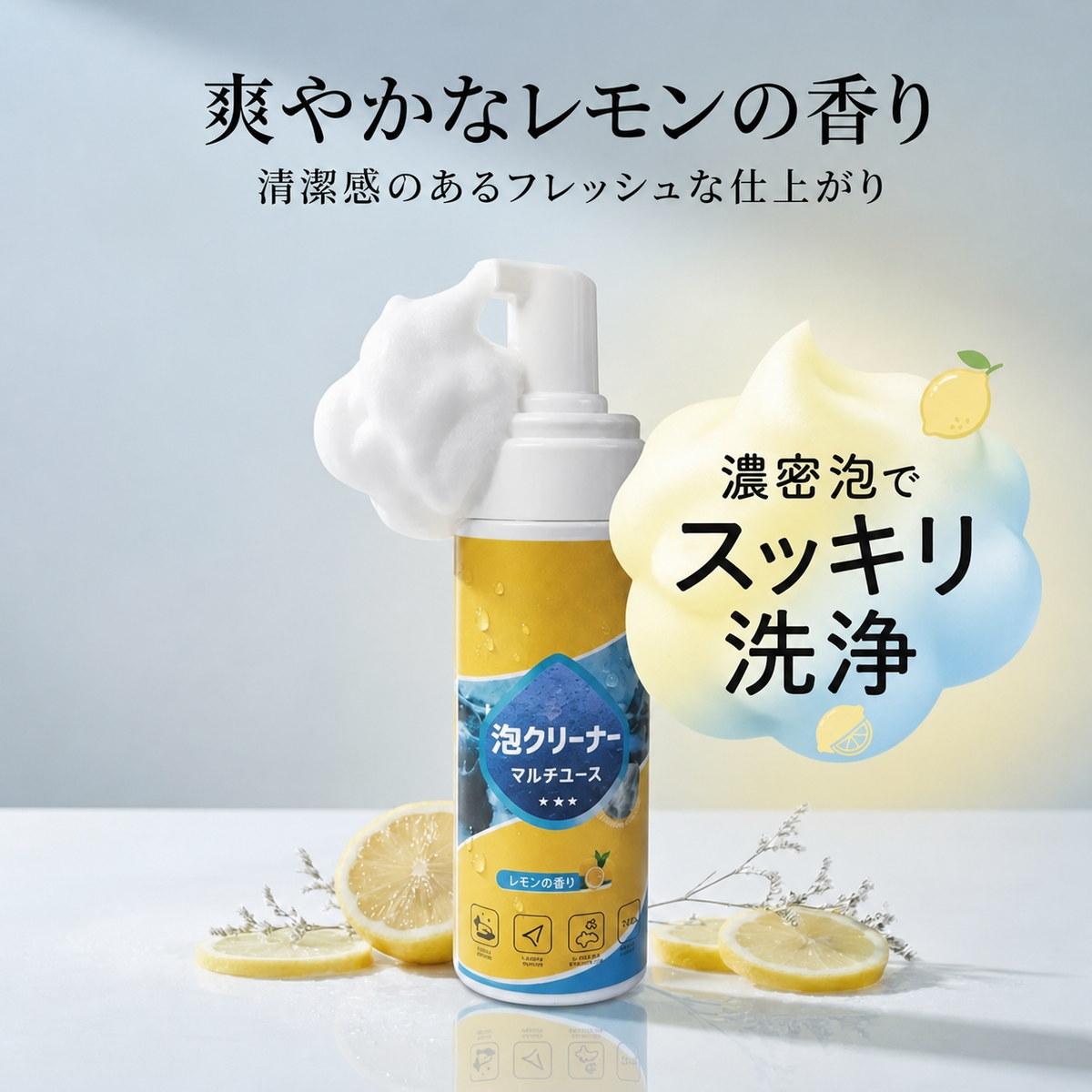 爽やかなレモンの香り 4-in-1 マルチ酵素泡クリーナー