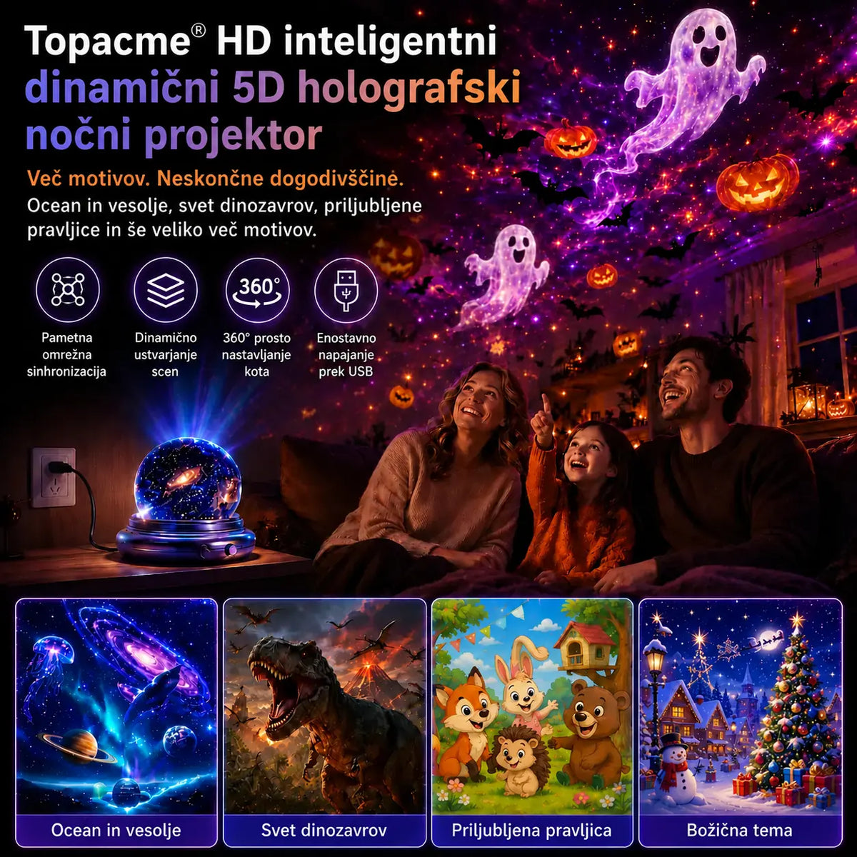 🌌 5D holografski projektor zvezd Topacme®