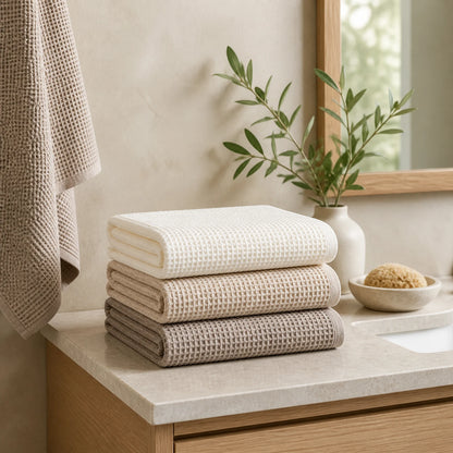 Alveriona waffle quick-dry towel set lifestyle image