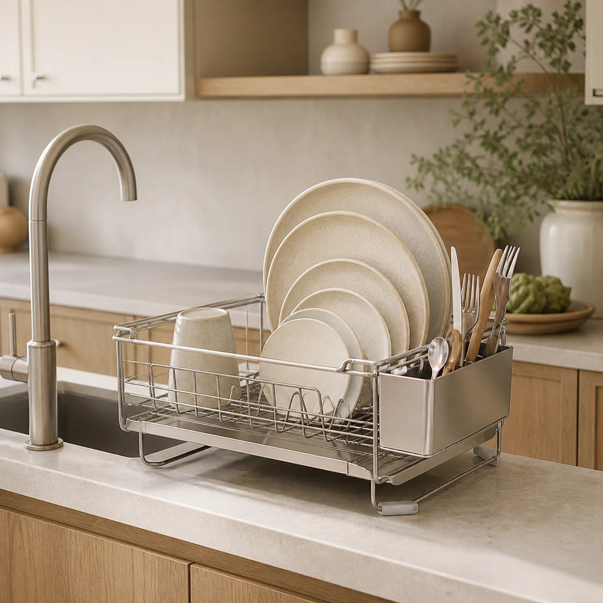 Alveriona extendable dish drying rack lifestyle image