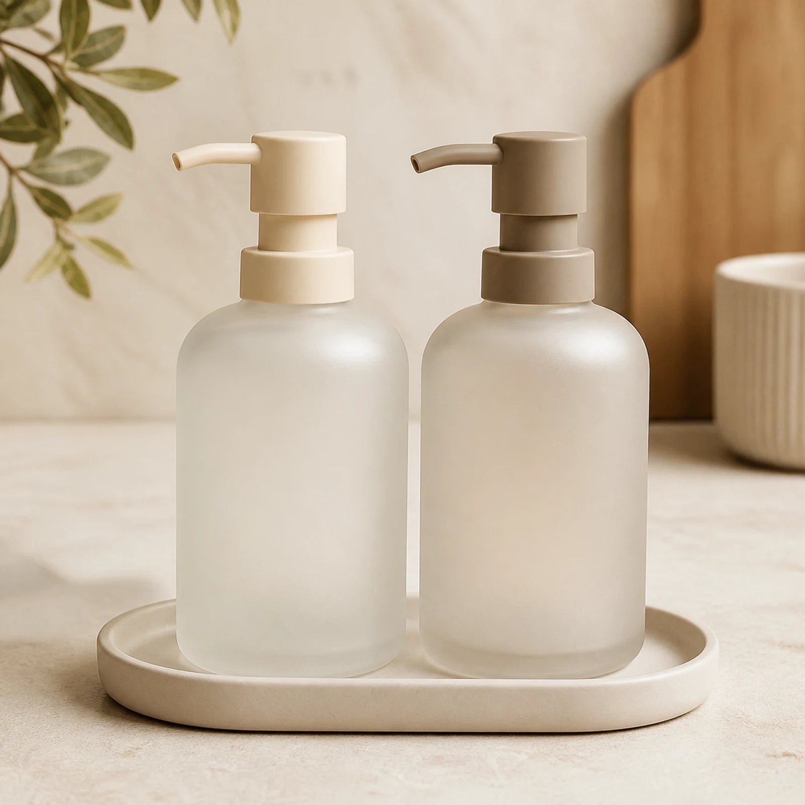 Refillable Glass Soap Dispenser Set